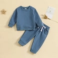 thumbnail image 4 of Scyoekwg Baby Clothes Infant Newborn Baby Boys Sports Sets Fashion Gilrs Fall Clothes Sets Solid Color Long Sleeve Round Neck Tops Drawstring Pants with Pockets Outfits Blue18 Months, 4 of 8