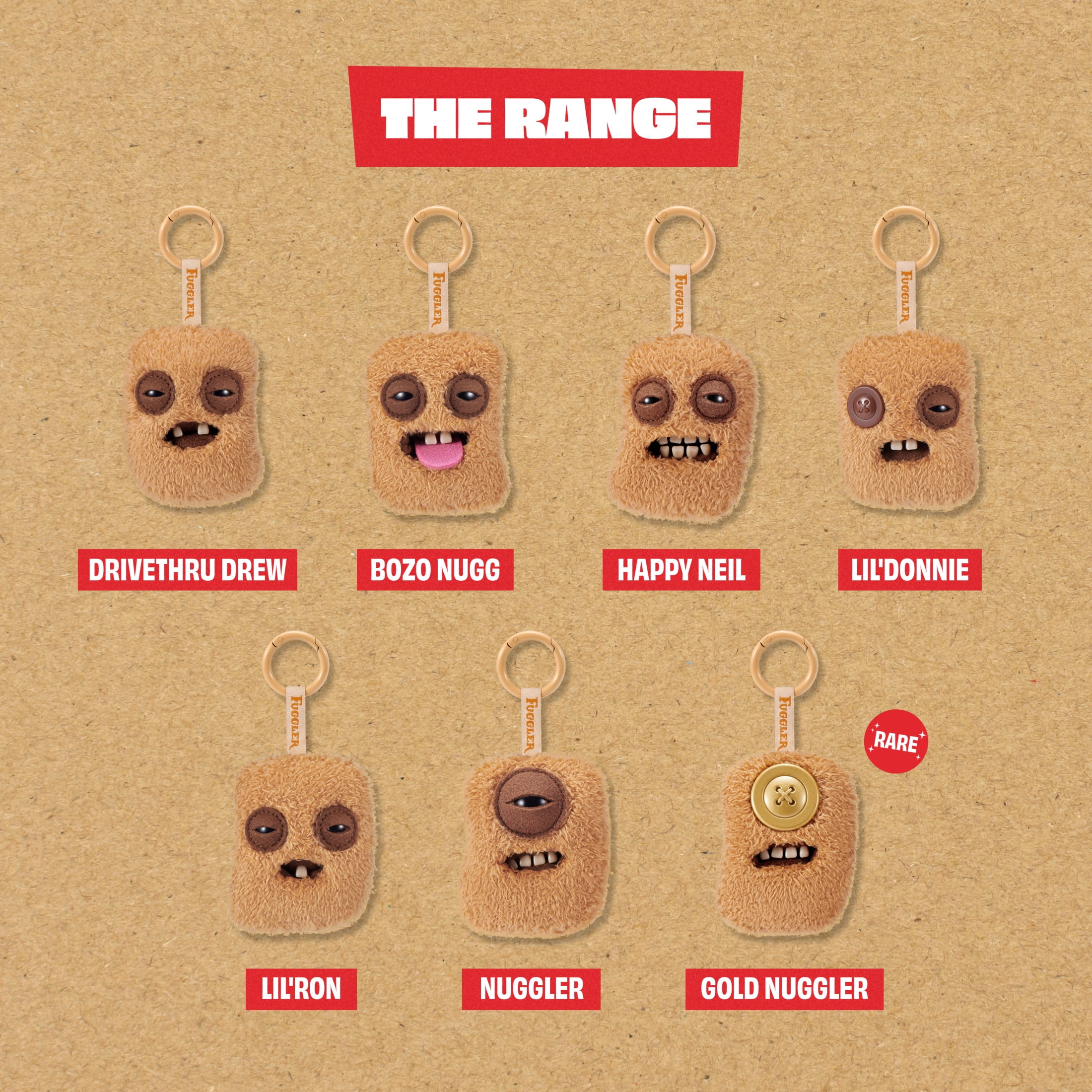 Fuggler Fugg Nuggets 3.5 Inch Plush Keyring Collectible by ZURU Featuring Funny Ugly Monster Designs with Human‑Like Teeth, Wild Expressions, Durable Clip, and Portable Chaotic Personality