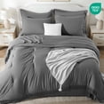 thumbnail image 3 of SONORO KATE 7 Pieces Full Comforter Set – Tassels Boho Bed in a Bag, All Season Bedding Set with 1 Fitted Sheet, 1 Flat Sheet, 2 Pillowcases & 2 Shams, Gray, 3 of 10