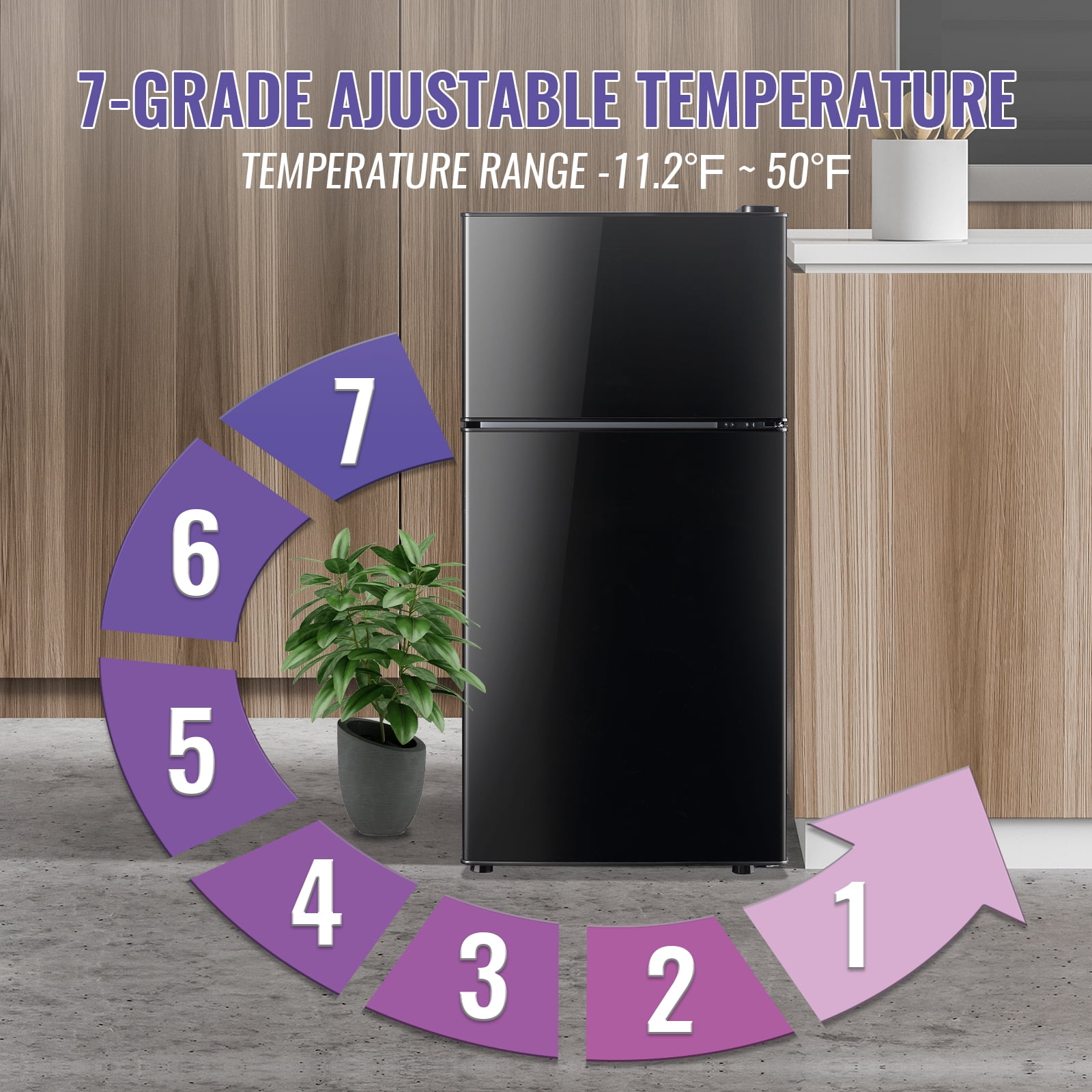 TACOOL 2.35 Cu.ft Small Mini Refrigerator for Office Compact Dual Door Fridge Egg Trey Low Noise, Black