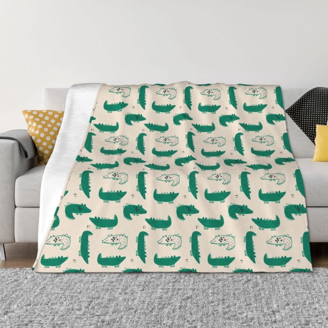 Balery Cartoon Crocodile Manta de Franela con Dibujo, Lujo Ultra Suave y Cálido, Antipelusa y Resistente a las Arrugas para Cama, Sofá, Camping -50"x40"