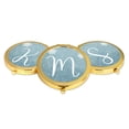thumbnail image 4 of Koyal Wholesale Gold Compact Mirror Bridesmaid's Wedding Gift, Blue Winter Snowflakes, Monogram Letter M, 1-Pack, 4 of 5