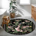 thumbnail image 3 of Round Rug 4Ft Washable Non-Slip, Black Spring Floral Circle Area Rugs for Living Room Bedroom, Elegant Pastoral Flowers Birds Watercolor Indoor Floor Mats Carpet Runner for Home Decor Aesthetic, 3 of 8