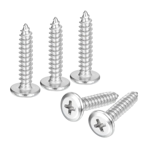 Uxcell M5x25mm Flat Head Phillips Drive Self Tapping Screws, 304 Stainless Steel Cross Drive Fastener Screws, Silver, Pack of 50