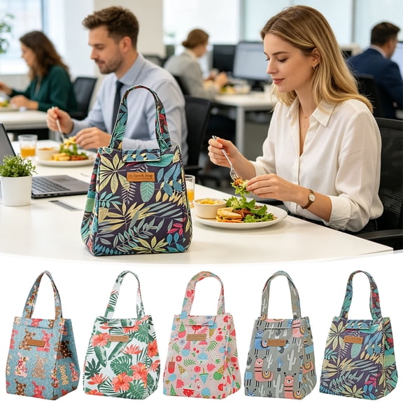 onlyliua Insulated Floral Lunch Bag Large Reusable Cooler Tote 9 x 7 x 7 in Thermal Lunch Box for Women Work School Picnics Thick Waterproof Liner Travel Food Storage