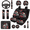 Skull Rose US Flag, variant on HUIACONG Car Interior Set, with Car Seat Covers Steering Wheel Cover Seat Protectors, Sunflower & Hummingbird Anti Slip Durable Car Seat Cover Set