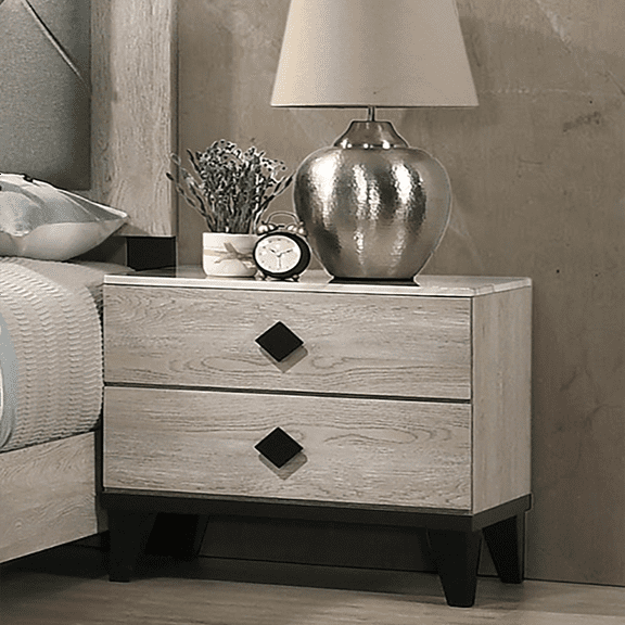 Cfowner Modern Mid Century Wood Nightstand Side Table for Bedroom, Bedside End Table with 2 Drawer