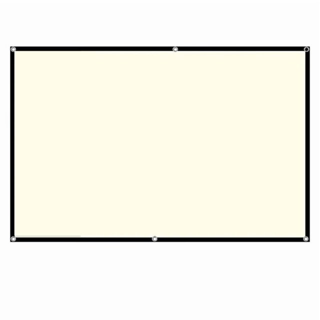Projector Screen White Grid Anti-Light 160°Viewing Angle Black Border Metal Hook