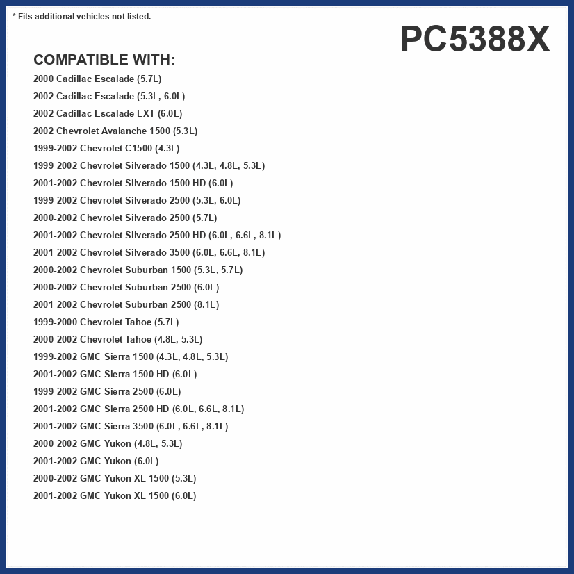 PUREFLOW PC5388X Cabin Air Filter | Fits 1999-2002 Chevrolet Silverado 1500 4.3L, 4.8L, 5.3L, GMC Sierra 1500 4.3L, 4.8L, 5.3L, Silverado 2500 5.3L, 6.0L, Sierra 2500 6.0L
