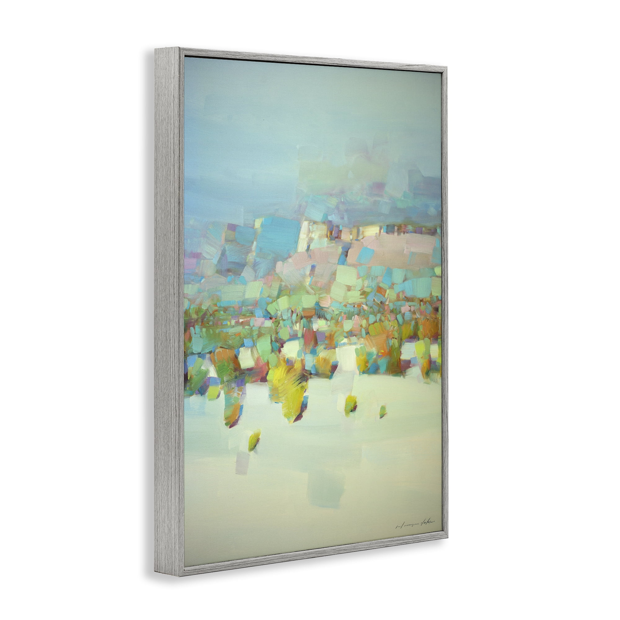 Stupell Industries Contemporary Beach Landscape Abstract Painting Gray Framed Art Print Wall Art, 20 x 30