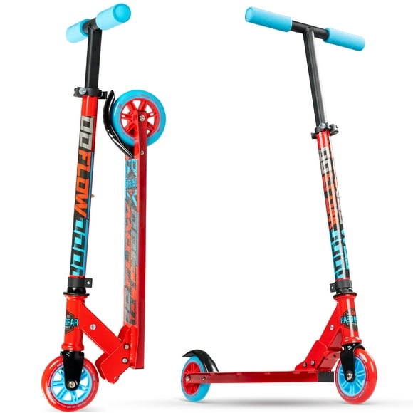 Folding Kick Scooter for Kids Ages 5–10 – Carve 100 – Lightweight Steel Frame, Adjustable Handlebar, Smooth 100 mm Wheels – Red – Madd Gear