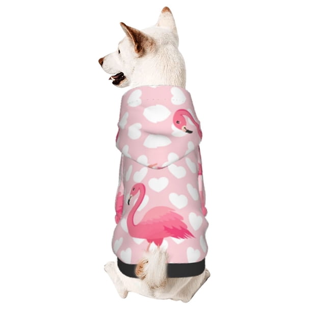Balery Cute Flamingo with Heart Sudadera con Capucha para Perros Pequeños – Ropa para Mascotas, Disfraz para Perros y Gatos, Ideal para Fiestas y Cosplay-Medium