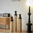 thumbnail image 5 of Tall Large Floor Vase, Metal Flower Vase with Hexagonal Honeycomb Design, Black And Gold Finish, 5 of 7