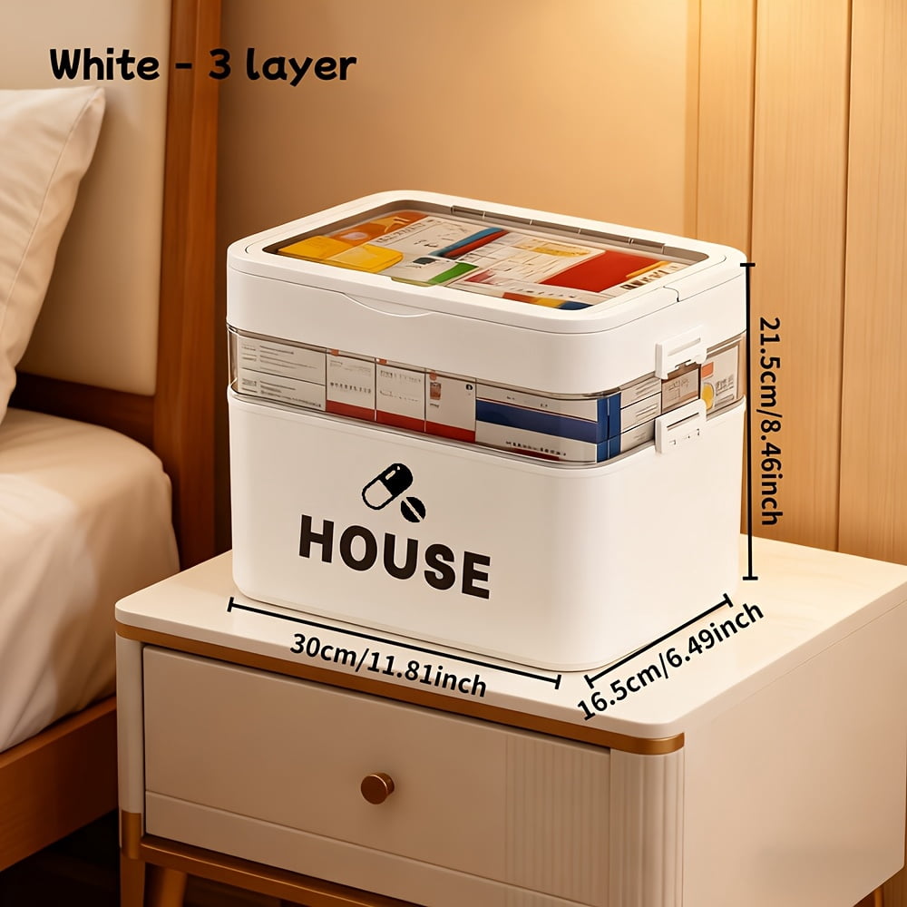 Handcrafted sewing supplies storage box, 2, 3, 5-layer large-capacity multi-layer classification transparent storage box, convenient storage box with carrying handle and lid