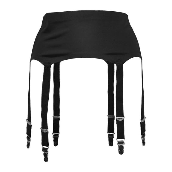 TVRtyle Black Plus Size Metal Buckles 6 Wide Straps Sexy Women Seamless Garter Belt for Stockings S504B