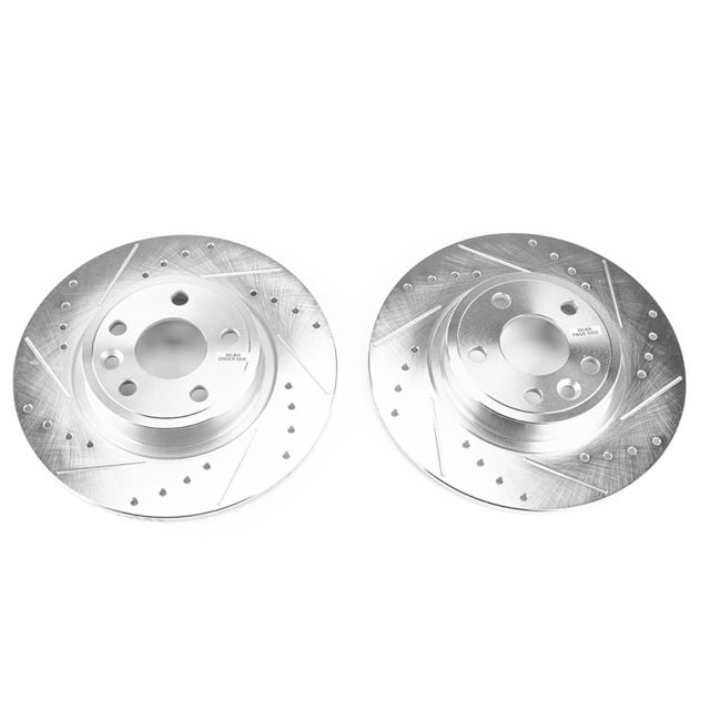 Power Stop Rear Pair of Drilled and Slotted Brake Rotors EBR1655XPR 2018 Jaguar E-Pace 2015-2019 Land Rover Discovery Sport Fits 2017 Land Rover Discovery Sport