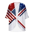 thumbnail image 4 of UVEASISHA 4th of July Women Plus Size 3/4 Sleeve Cardigans Open Front Casual Lightweight Jackets American Flag Print Kimono Cardigan Chiffon Flowy Beach Coverups Multicolor 3XL, 4 of 4
