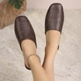 thumbnail image 5 of Womens Flat Mules Slip On Square Toe Backless Loafers Comfortable Work Shoes Coffee,Size 43, 5 of 9