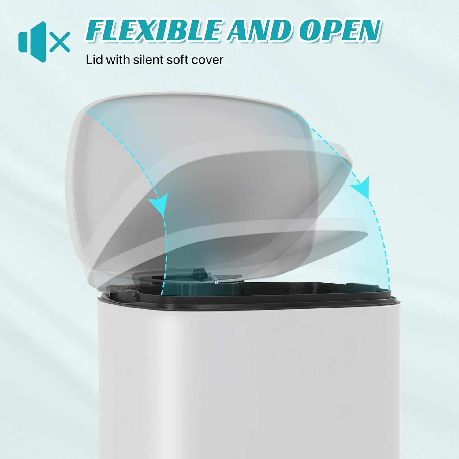 50L / 13 Gallon Step Trash Can, Fingerprint Proof Stainless Steel Kitchen Garbage Bin with Foot Pedal & Inner Bucket