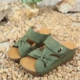 thumbnail image 6 of Sandals for Women Clearance, Xunlbb Women's Fashion Casual Summer New Solid Color Fish Mouth Roman Thick Bottom Wedge Heels(Olive Green,Size:41), 6 of 9