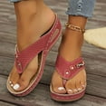 thumbnail image 5 of 2025 Womens Sandals Beach, Xunlbb Women's Spring And Summer New Large Size Sandals Beach Metal Button Wedge Fashion Casual Sandals(Red,Size:42), 5 of 8
