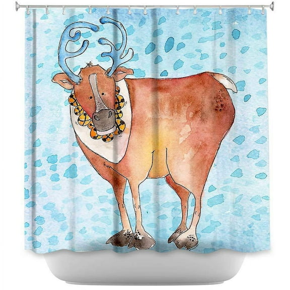 Shower Curtains - DiaNoche Designs - Reindeer Blue