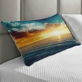 thumbnail image 2 of Ocean Quilted Pillowcover, Majestic Sunset over the Sea Scenic Idyllic Aquatic View Morning Picture, Standard King Size Accent Pillow Cover for Bedroom, 36" x 20", Turquoise Orange Blue, by Ambesonne, 2 of 2
