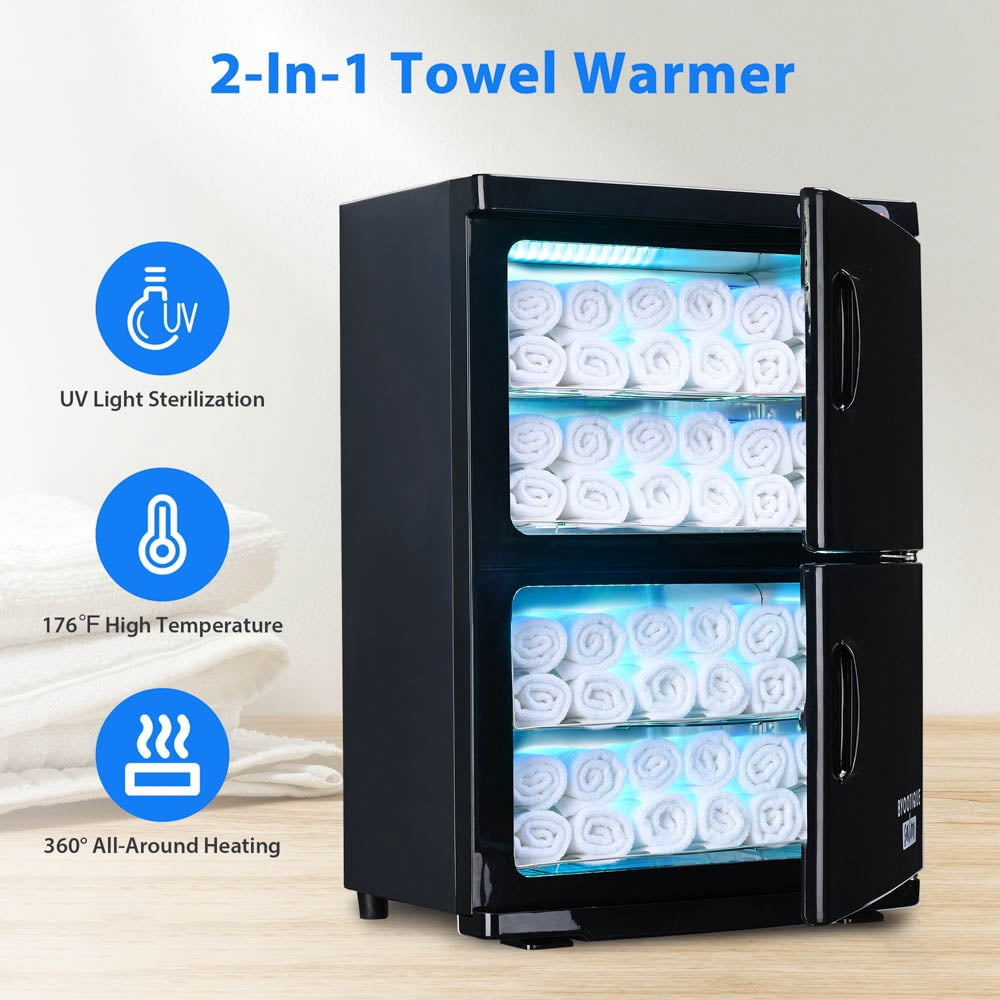 Yescom 46L Professional Dual-Cabinet Towel Warmer & UV Sterilizer, White