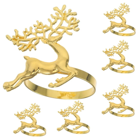 unbranded  6 Pcs Gold Reindeer Christmas Decoration Snowflake Napkin Ring