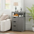 thumbnail image 4 of HomGarden Bathroom Floor Storage Cabinet Modern Wooden Kitchen Cupboard W/Adjustable Shelf & 3 Drawers, Gray, 4 of 10