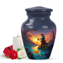 Yatskia Sunset Fishing Urns for Human Ashes Adult Man, Mini Memorial Keepsake Urn for Ashes for Women, Decorative Urns for Adult Ash, (Classic Pack of 1, 3 Inch)