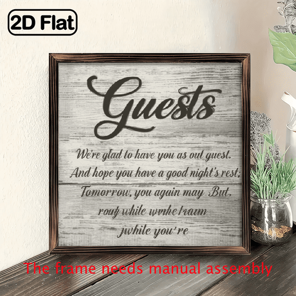 1pc Be Our Guest 8x8 Inch Wooden Wedding Decor - Elegant Cursive Lettering, Rustic Wooden Tabletop Centerpiece for Bridal Showers, Weddings, Anniversaries, and Rehearsal Dinners, Wedding Decorations