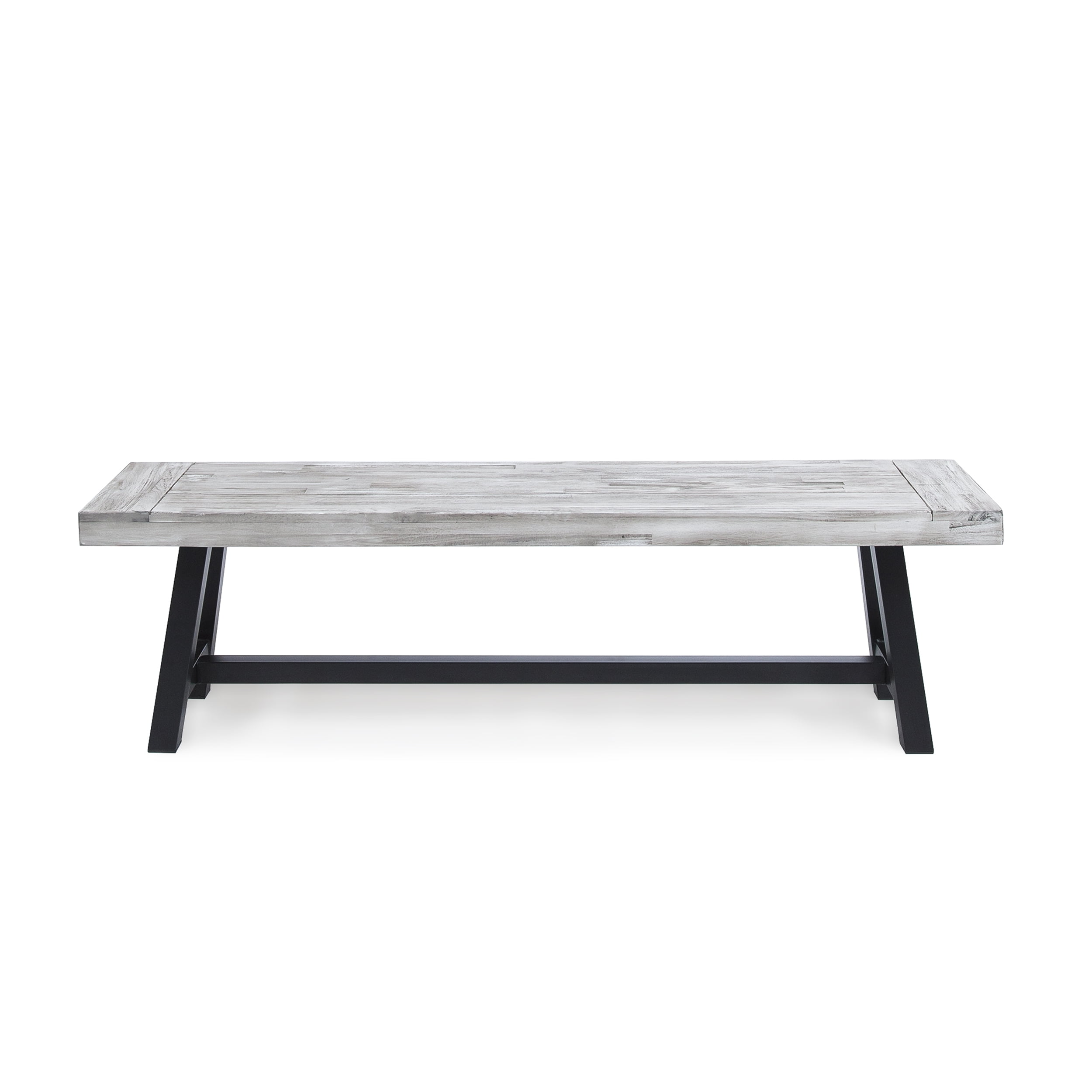Cassie Outdoor Modern Industrial 3 Piece Acacia Wood Picnic with Benches Sandblasted Dark Brown and White Rustic Metal 