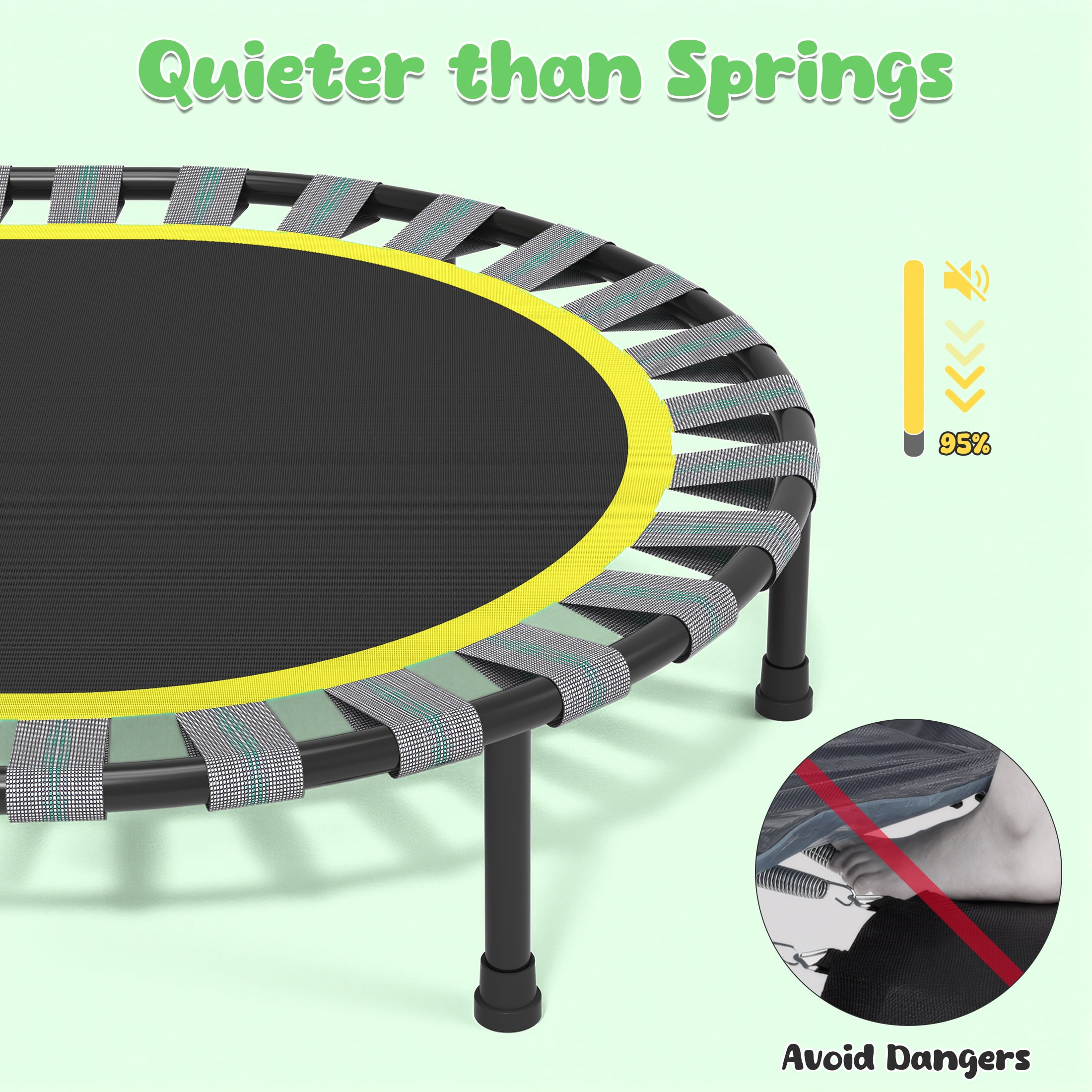 60" Trampoline for Kids with Basketball Hoop, SHINPT Recreational Trampolines with Safety Enclosure Net, Mini Outdoor Trampoline with Adjustable Gymnastics Bar, Easy Assembly, Outdoor, Indoor