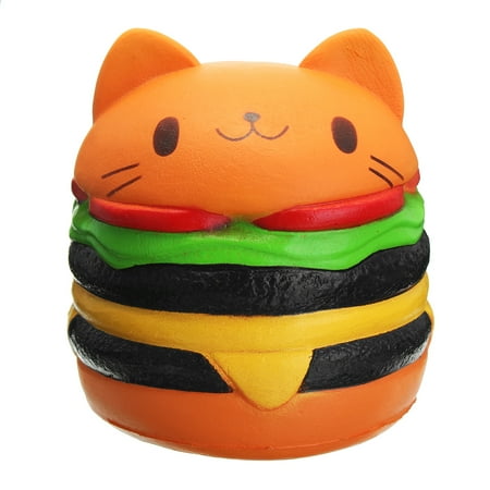 Hamburger Plush - Sanqi Elan Squishy Cute Hamburger Cat Slow Rising Cartoon Scented Bread Soft Fun Toy Stress Reliever Toy Decor 11X10CM