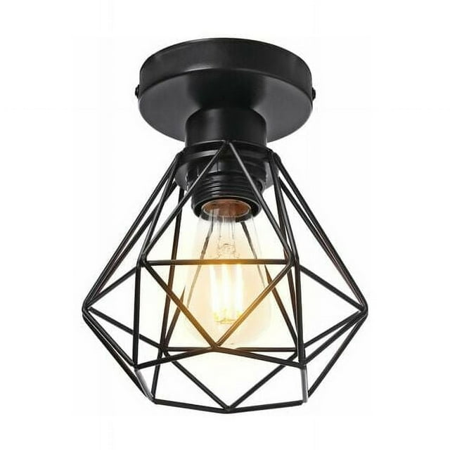STOEX Lámpara de Techo de Metal Industrial, Lámpara Colgante Negra Estilo Vintage Diseño de Jaula de Diamantes Retro para Sala de Estar Dormitorio Comedor (Sin Bombilla)