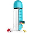 thumbnail image 1 of Taza con caja de medicamentos dos en uno (azul), botella de agua portátil para exteriores con caja de medicamentos, botella de agua portátil con organizador de caja de medicamentos de 600 ml, adecuada para acampar, gimnasio, escuela en casa, oficina, viajes Rojo Verde, 1 of 5