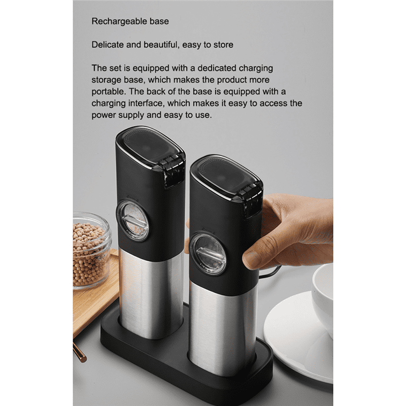 USB Rechargeable Electric Salt Pepper Grinder Mill Set Stainless Steel  Gravity Sensor Pepper Grinder - Yahoo Shopping