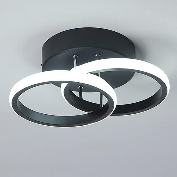 LED Ceiling Light Modern Ceiling Lamp Black Rings Simple Ceiling Light Fixture LED for Corridor Kitchen Stairs Hallway Study Room Bedroom Living Room，22W Cool White Light 6000K