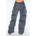 thumbnail image 3 of 2024 nuevos pantalones vaqueros de mujer de cintura alta holgados y rectos de gran tamaño con múltiples bolsillos estilo punk Y2K para lavado americano de industria pesada, 3 of 5