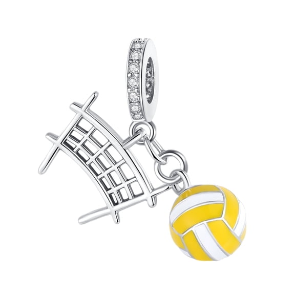 925 Sterling Silver Charm for Bracelets Volleyball & Net Dangle Charms Women Bracelet Charm