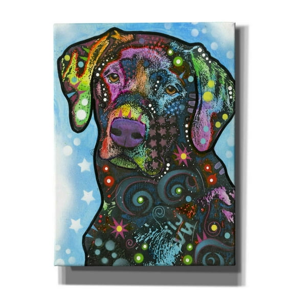 Epic Graffiti 'Blue Lab' by Dean Russo, Canvas Wall Art, 12"x16"