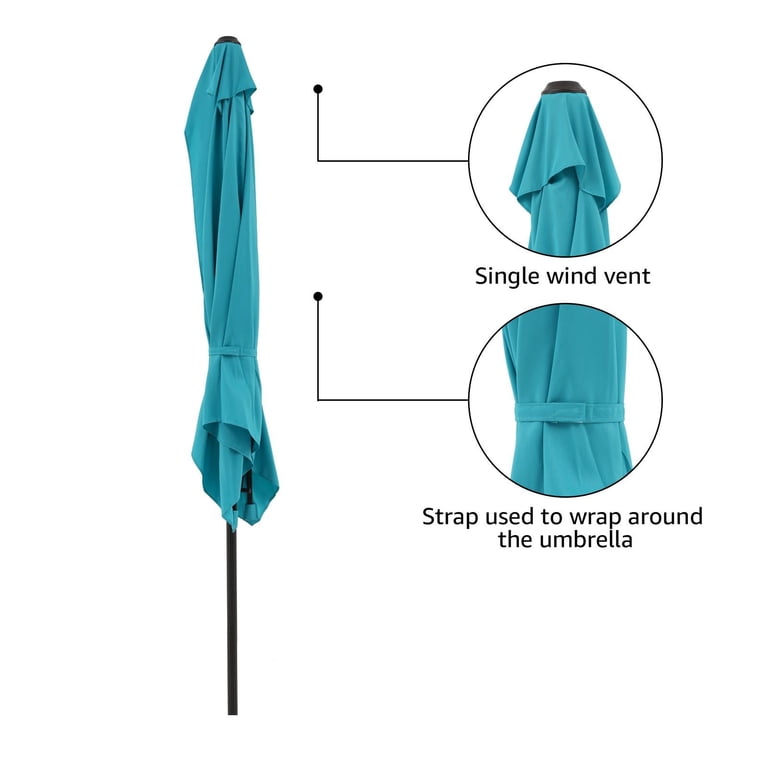 half patio umbrella teal Round Outdoor Umbrella Turquoise / 11FT When the sun blazes and gatherings call COBANA 7.5'by 4'Half Rectangular Outdoor