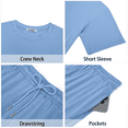 thumbnail image 6 of Sundazz Two Piece Sets for Women Summer Matching Lounge Sets Short Sleeve Tops and Wide Leg Pants Travel Vacation Outfits, 6 of 8