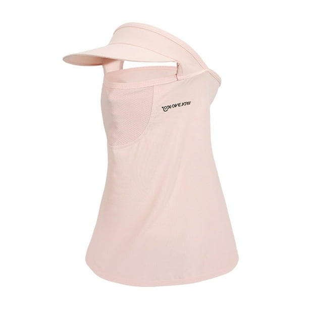 Ligero Cubierta de cara completa Cuello Sombrero de cara Protección Seda de Visera a prueba de sol Sombrero Sombrero Bufanda para golf Verano , Rosado Sunnimix cubierta de la cara