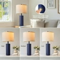 thumbnail image 2 of 24.5" Blue Table Lamps Set of 2, Modern Living Room Touch Lamps with USB C+A Ports, 2 Bulbs Included, Table Light Fixture for Nightstand, Creative Stripe Bedside Lighting, 2 of 15
