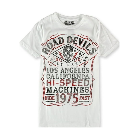 Helix T-Shirt Graphique Road Devils pour Homme, Blanc, Petit