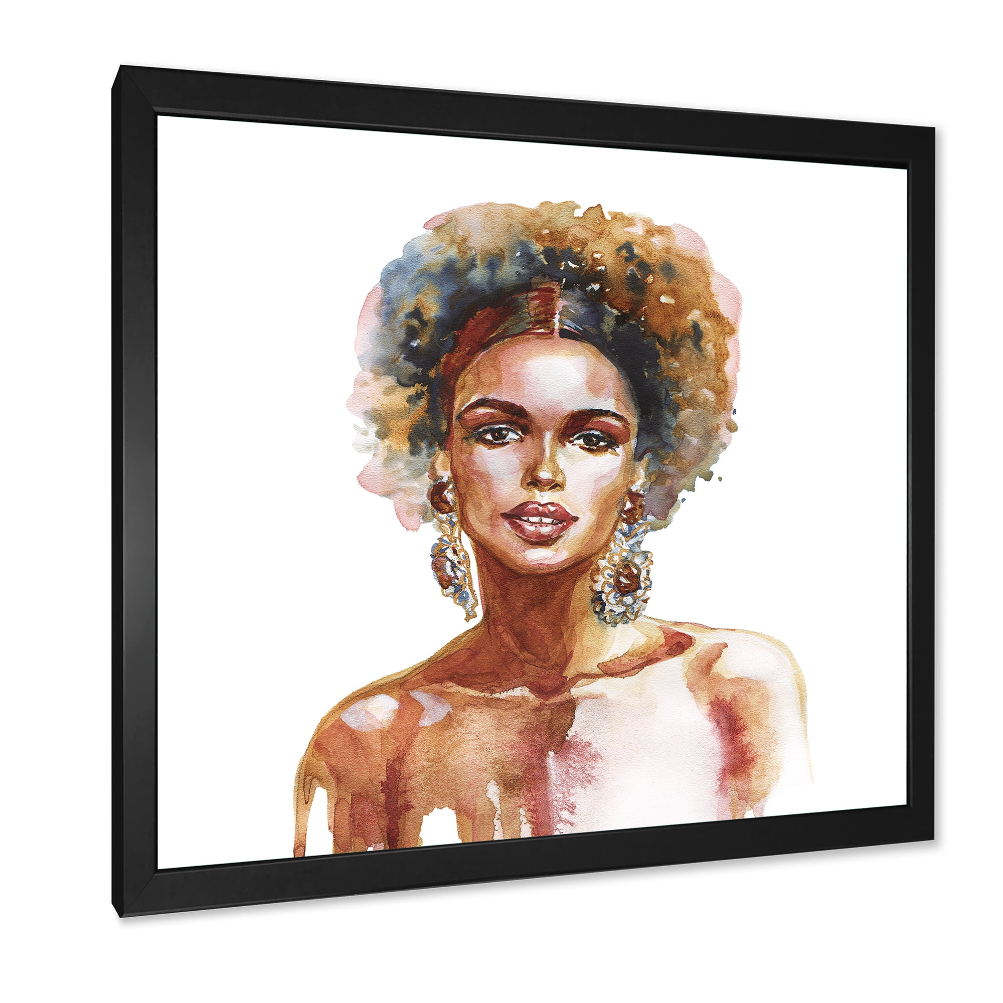 Designart 'Portrait of Afro American Woman V' Modern Framed Art Print