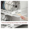 thumbnail image 3 of Pull Out Pot & Pan Lid Rack Organizer - Cabinet Built-in Draining Rack for Kitchen - Adjustable Dividers, Smooth Sliding, Drain Tray Included White, 3 of 9