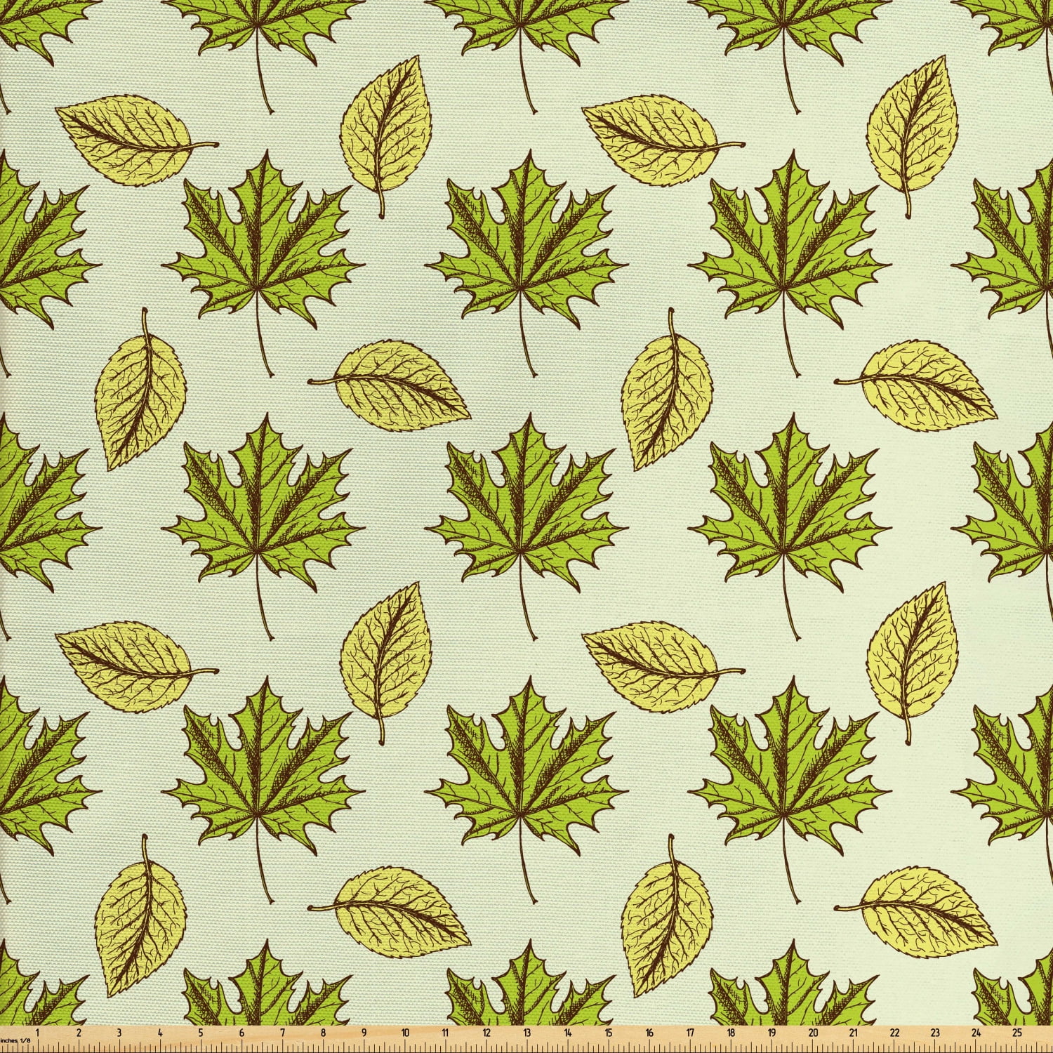 Leaves Fabric by The Yard, Digitally Generated Print of Autumn Elements, Decorative Fabric for